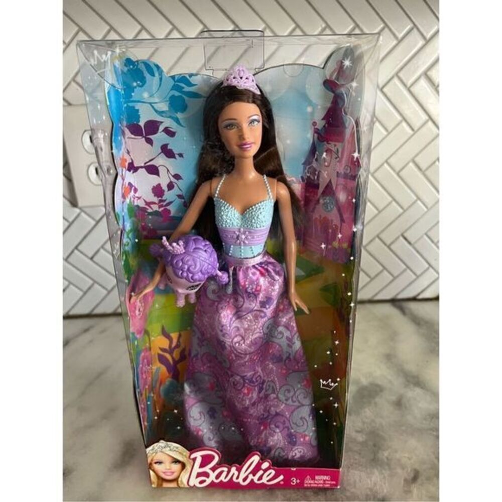 New Barbie Princess With Purple Poodle Doll W2945 Fairytale NIB 2011